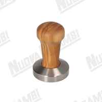 EDO MANUAL ERGONOMIC TAMPER - YOUNG SERIES - OLIVE WOOD HANDLE - CONVEX STAINLESS STEEL BASE Ø 53mm
