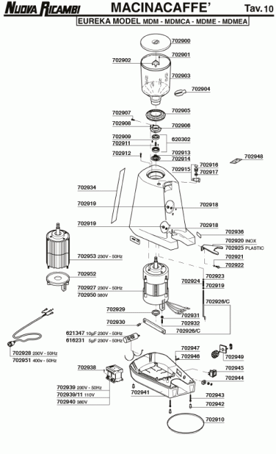 Eureka Coffee Grinders Spare Parts Sproparts
