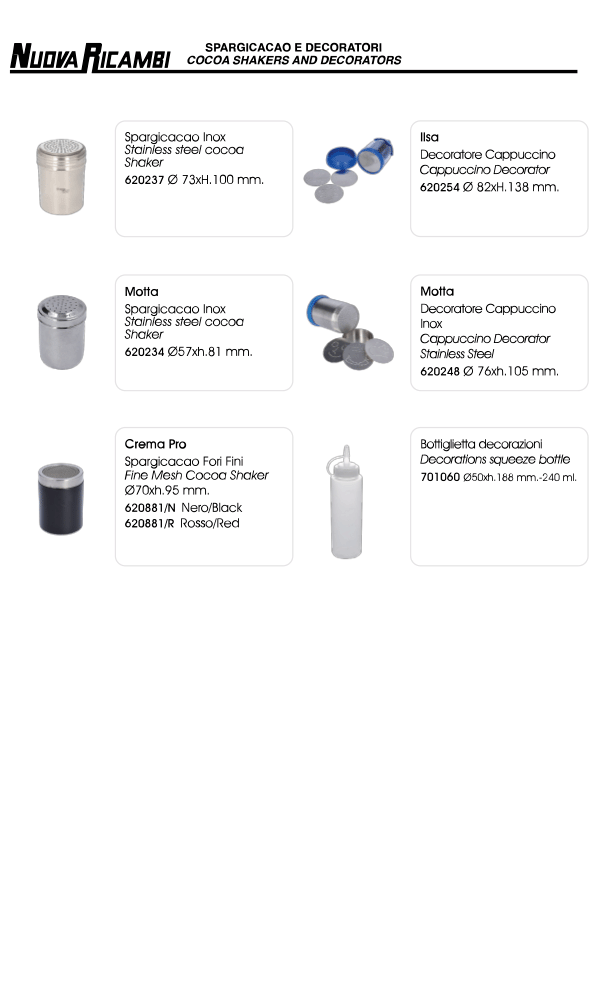 Cocoa shaker and decorators